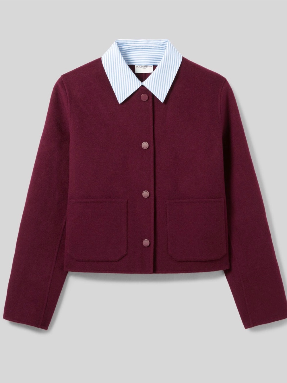 Claudie Pierlot burgundy striped collar jacket